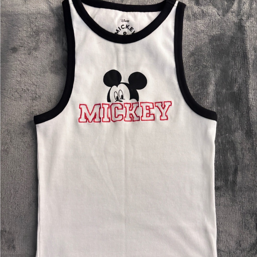 Aeropostale White and Black Mickey Tank Top